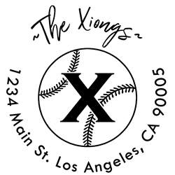 Baseball Outline Letter X Monogram Stamp Sample